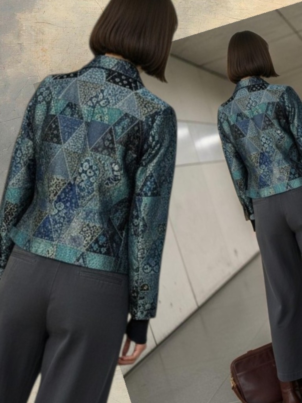NWOT VTG Y2K Coldwater Creek '02 Tailored Blazer Geometric Brocade Tapestry Sz M